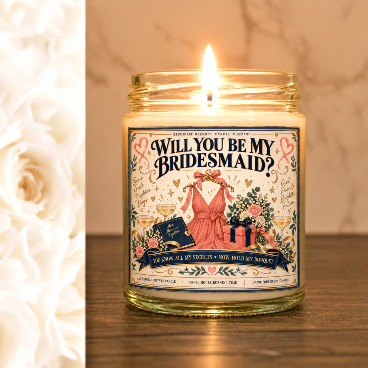 Will You Be My Bridesmaid Candle | Wedding Party Bridesmaid Proposal Candle