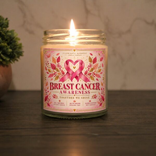 Breast Cancer Awareness Candle | Pink Ribbon Soy Candle | Together We Shine | Survivor Gift | Support Gift for Her | 8oz Hand Poured