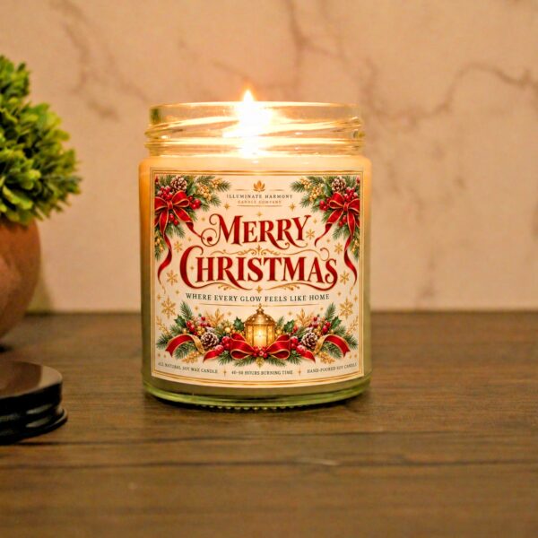 Merry Christmas Soy Candle | Christmas Candle Gift | Holiday Home Decor | Gift