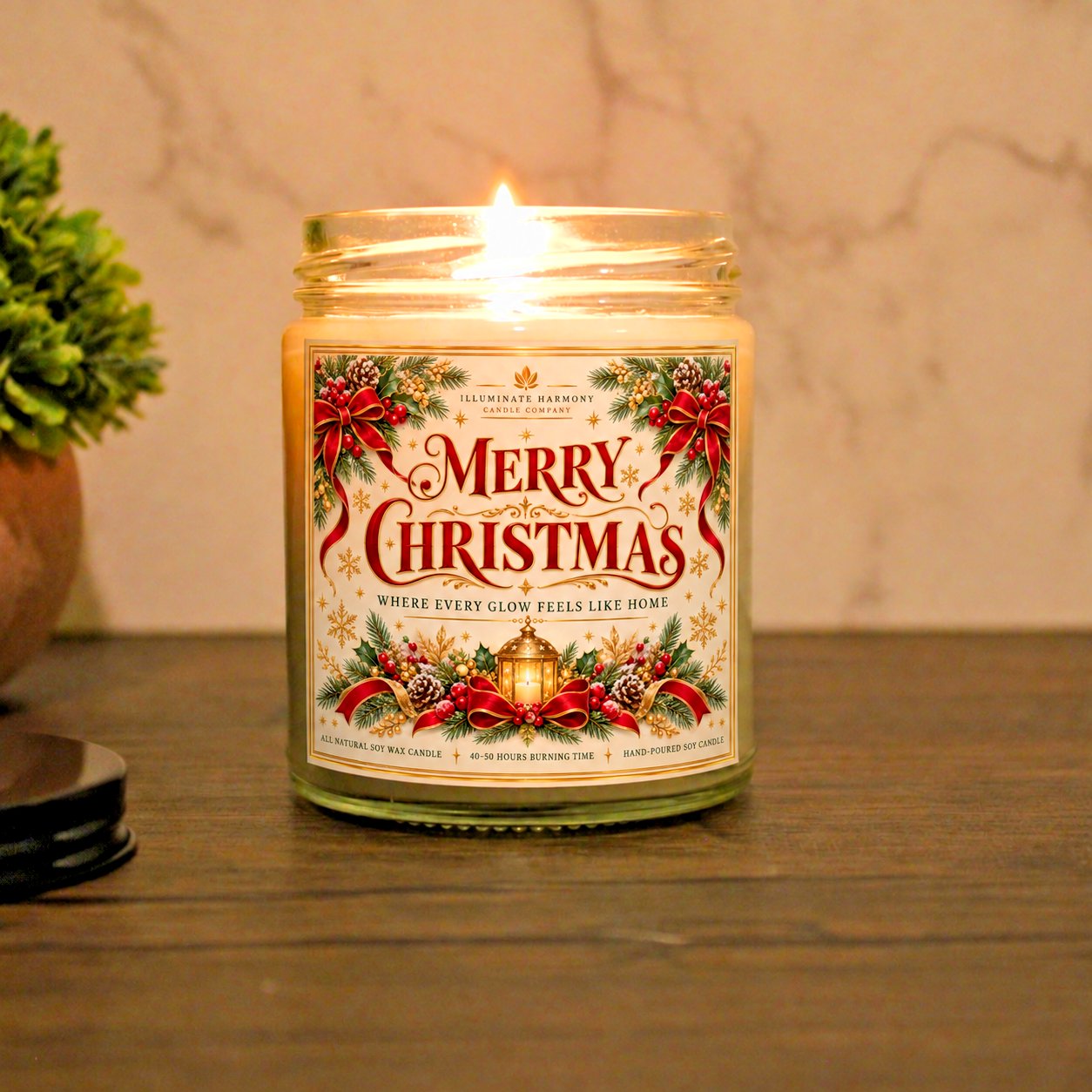 Merry Christmas Soy Candle | Christmas Candle Gift | Holiday Home Decor | Gift