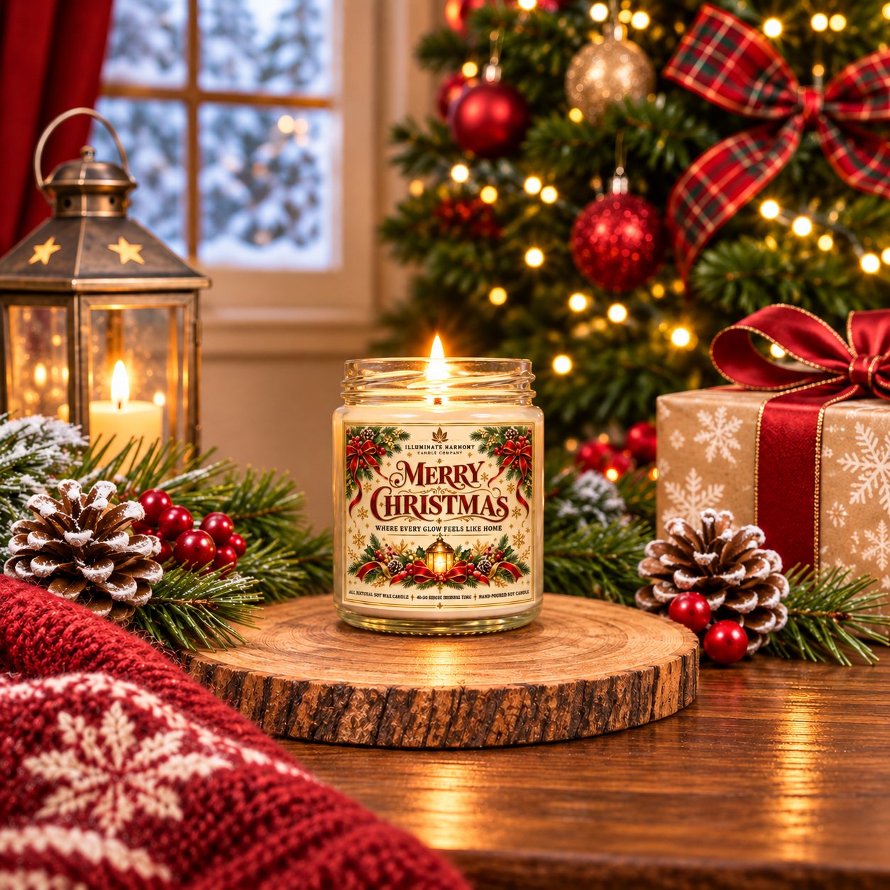Merry Christmas Soy Candle | Christmas Candle Gift | Holiday Home Decor | Gift - Image 2