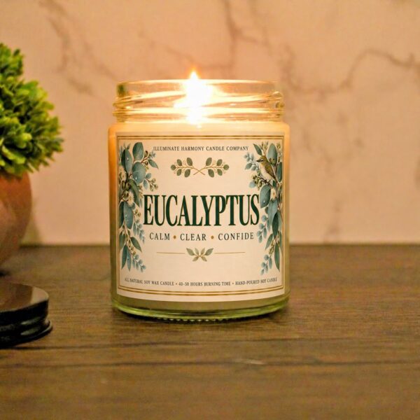 Eucalyptus Soy Candle | Spa Scented Candle | Relaxing Self Care Gift | Bathroom
