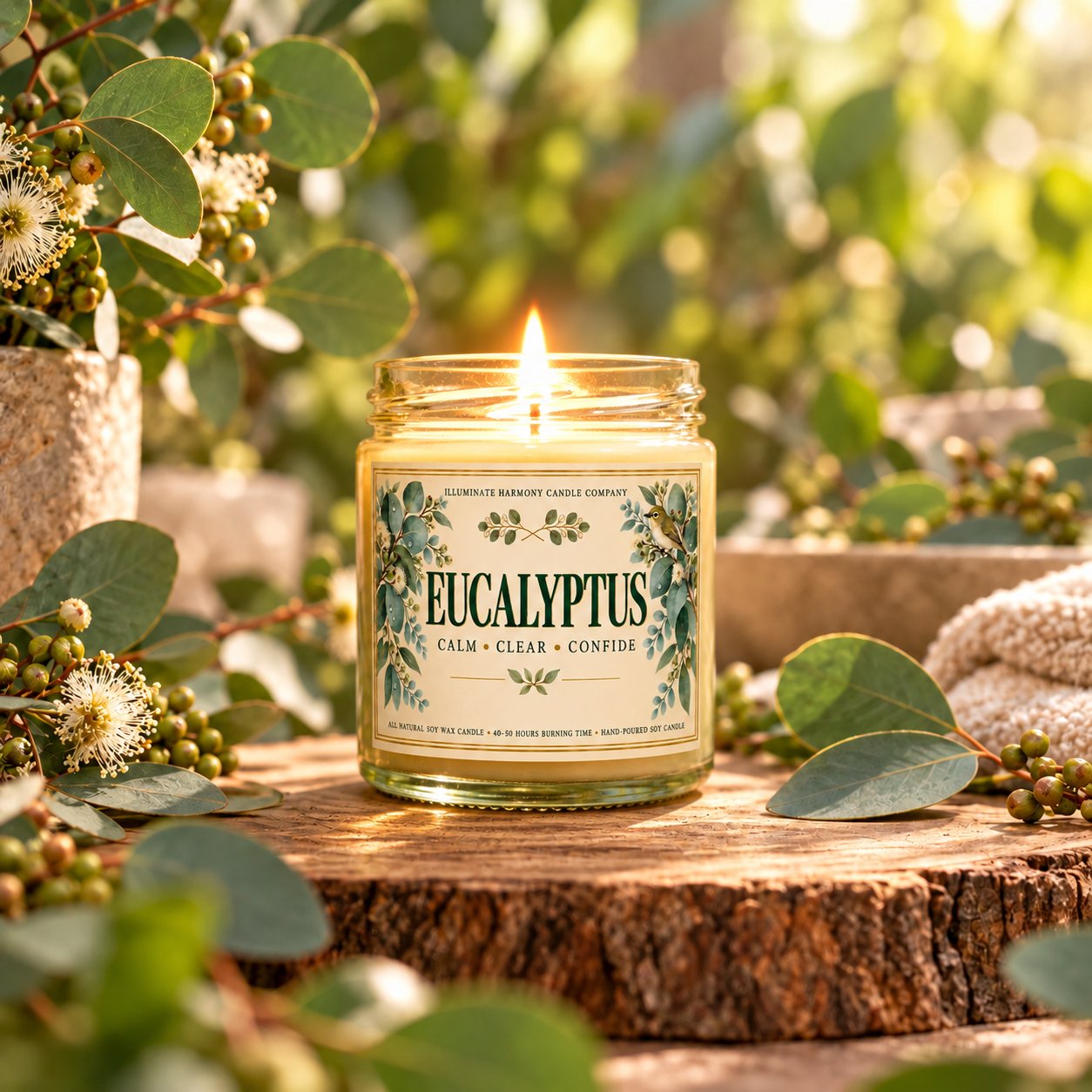 Eucalyptus Soy Candle | Spa Scented Candle | Relaxing Self Care Gift | Bathroom - Image 2